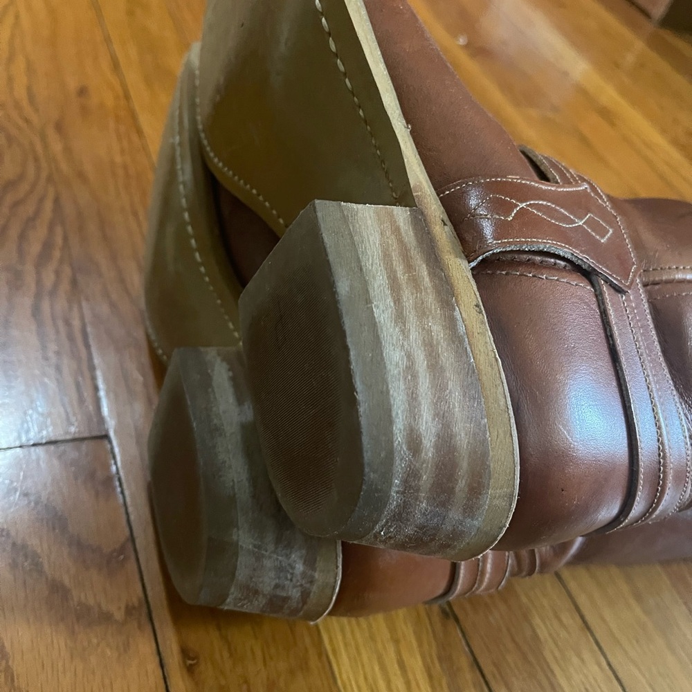 Texas Brown Leather Pull-On Western Boots Made in USA Size 7.5 Cowboy - Picture 2 of 7